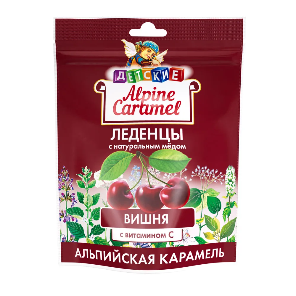 Альпийская карамель леденцы детские с натуральным медом и витамином С вкус вишня 75г Альпийская карамель леденцы детские с натуральным медом и витамином С вкус вишня 75г