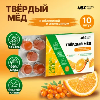 АВС хэлси фуд твердый мед апельсин облепиха 30г