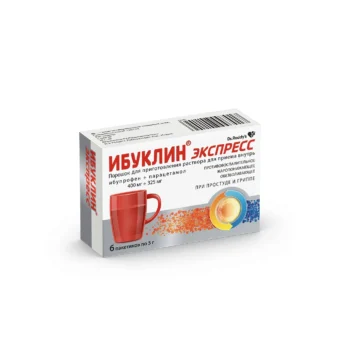 Ибуклин экспресс порошок для приготовления раствора для внутр. прим. 400мг+325мг пак. 5г № 6