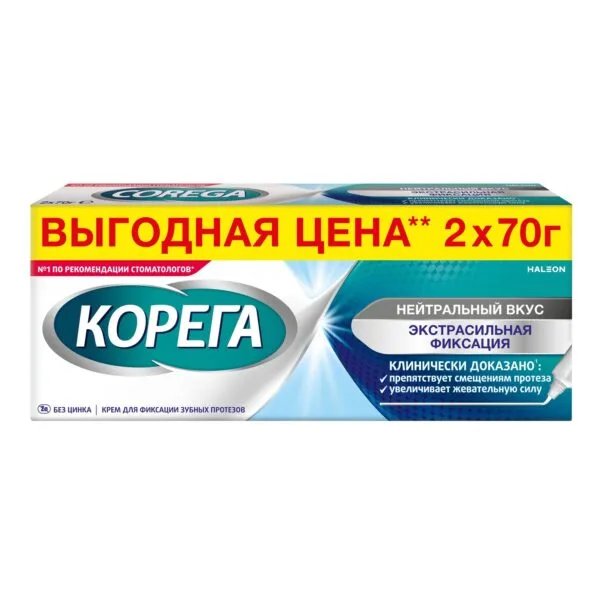 Корега крем для фиксации зубных протезов Нейтральный вкус Экстра Сильная Фиксация 70
